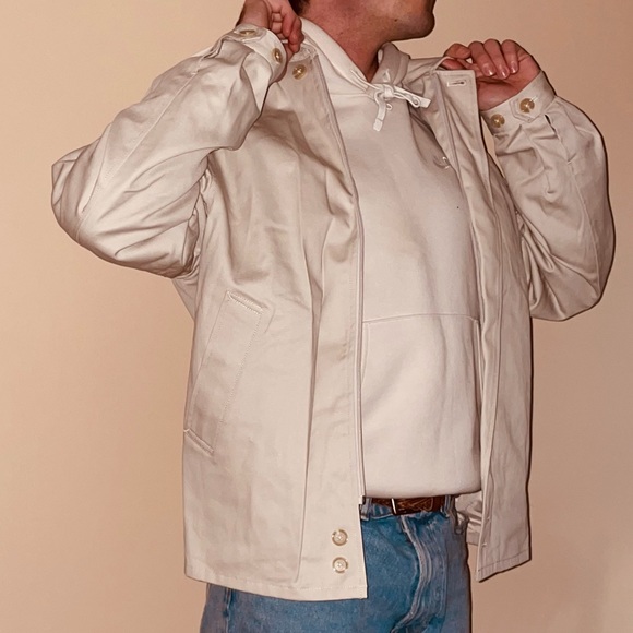 Men’s Stylish White Canvas Jacket - Picture 3 of 4